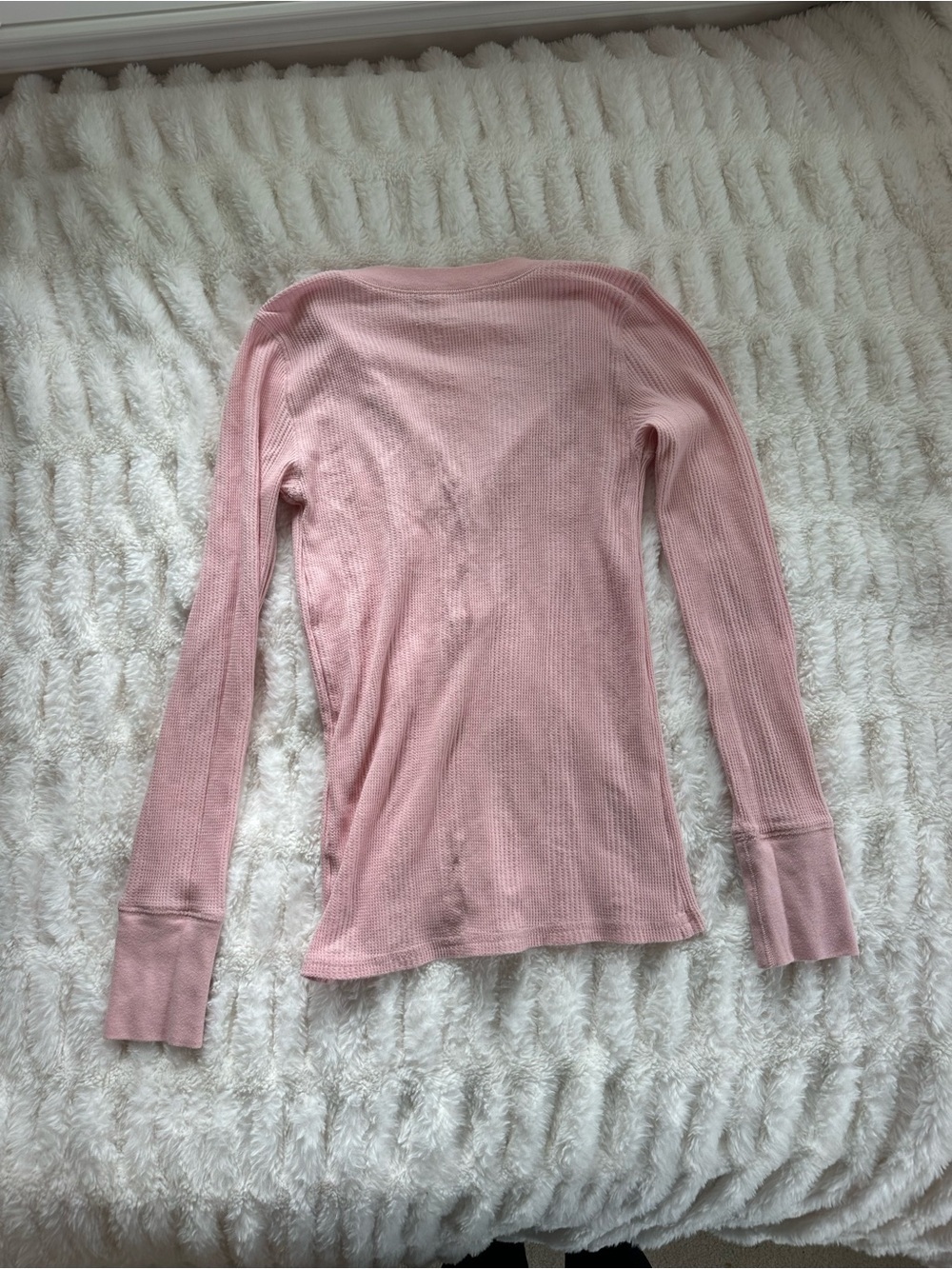 Aerie Soft Pink Ribbed Henley Long Sleeve Top Size XS - Picture 7 of 7